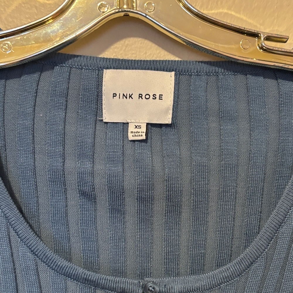 Pink Rose Blue Ribbed Sweater - Picture 2 of 2